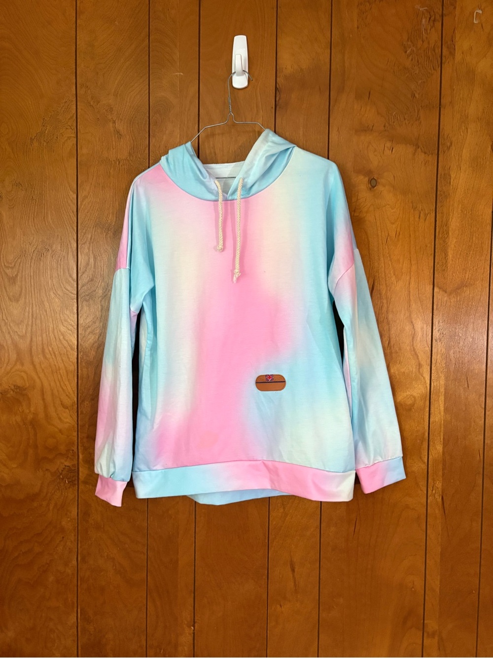 Pastel Tie-Dye Cowl Hoodie Sweater - Pink & Light Blue